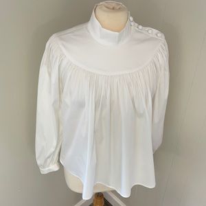 Ann Taylor White Business Trumpeted Top-Zara like
